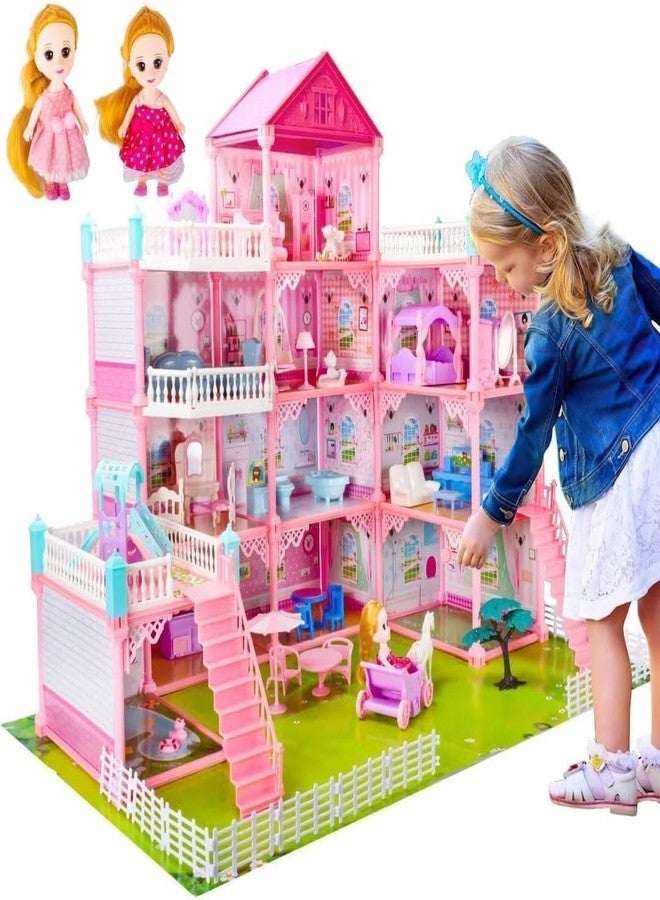 JOYJAY 4-Story Princess Castle Dollhouse Building Toy Playset Movable Slides, Stairs, Furniture, Accessories, Dolls, Pets, Cottage Pretend Play House, DIY Creative Gift for Girls Toddlers Ages 3 4 + - Image 1